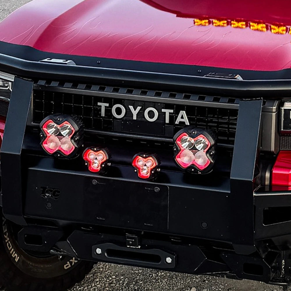 Toyota Land Cruiser Off-Road Lights HALO SE Series LED Pod Lights with Red and White DRL