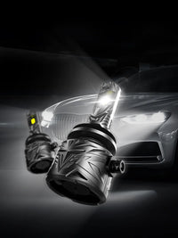 novsight Car headlight bulb with a car in the background