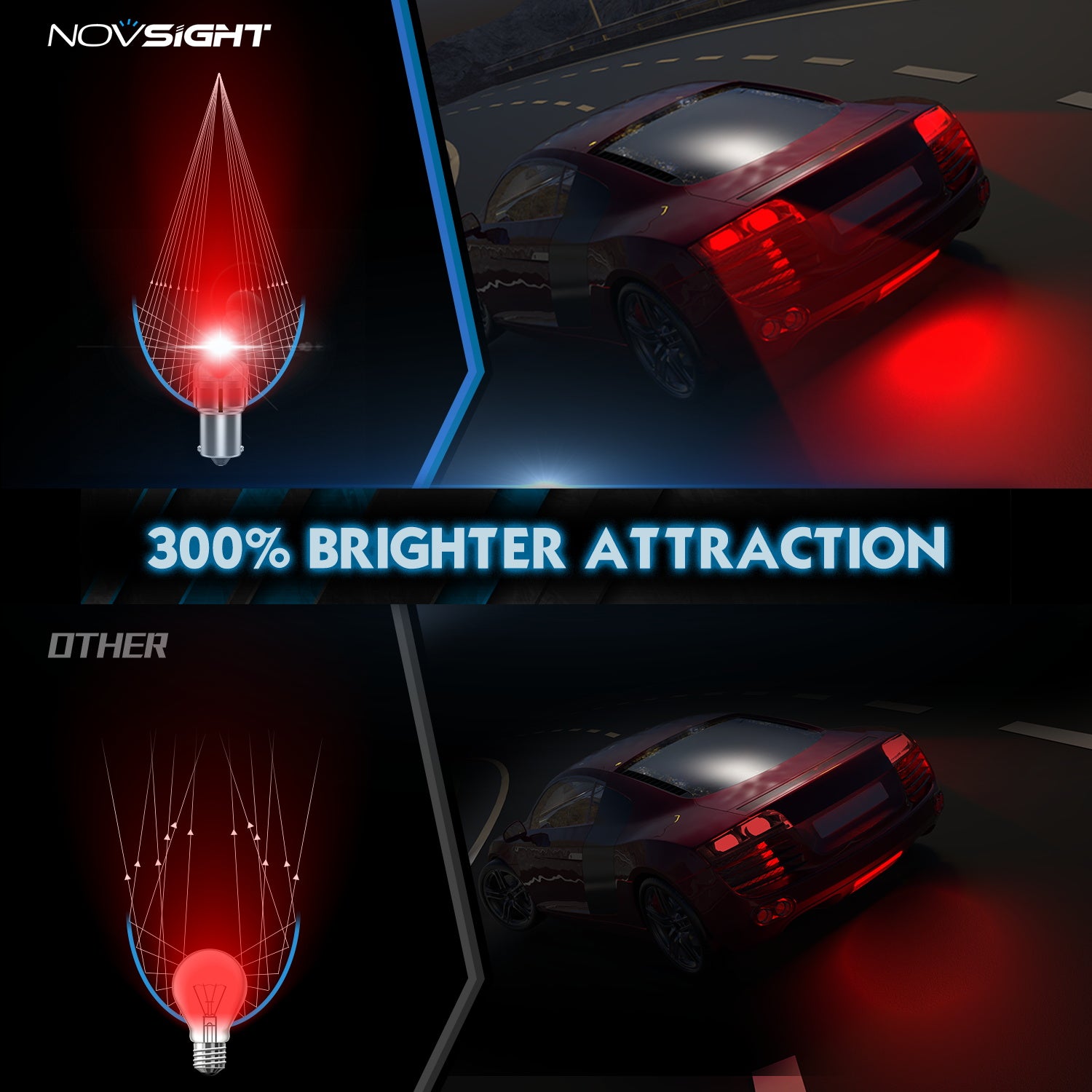 1156 180° P21W BA15S Small LED Bulbs for Rear Brake Back Up Lights - Red