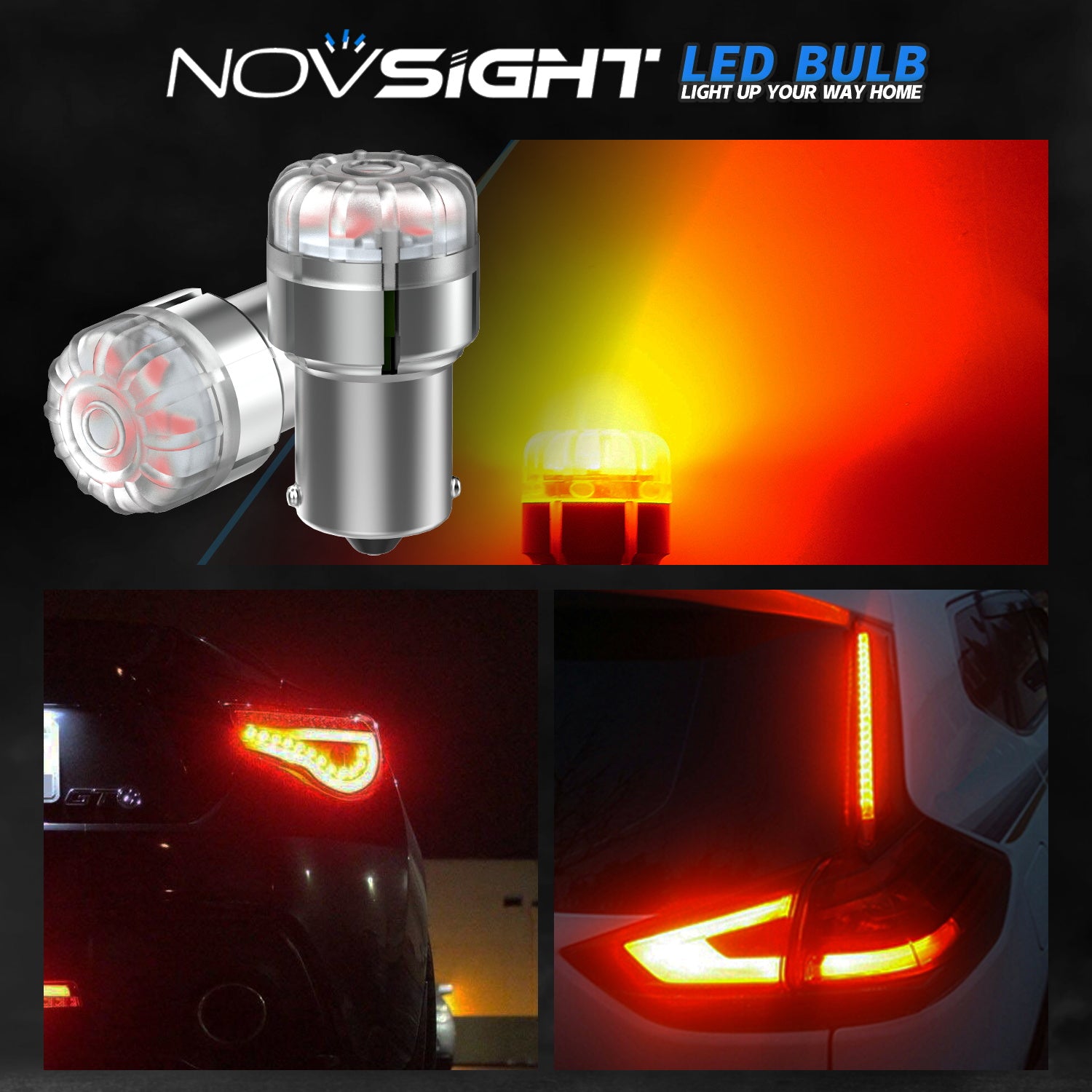 1156 180° P21W BA15S Small LED Bulbs for Rear Brake Back Up Lights - Red
