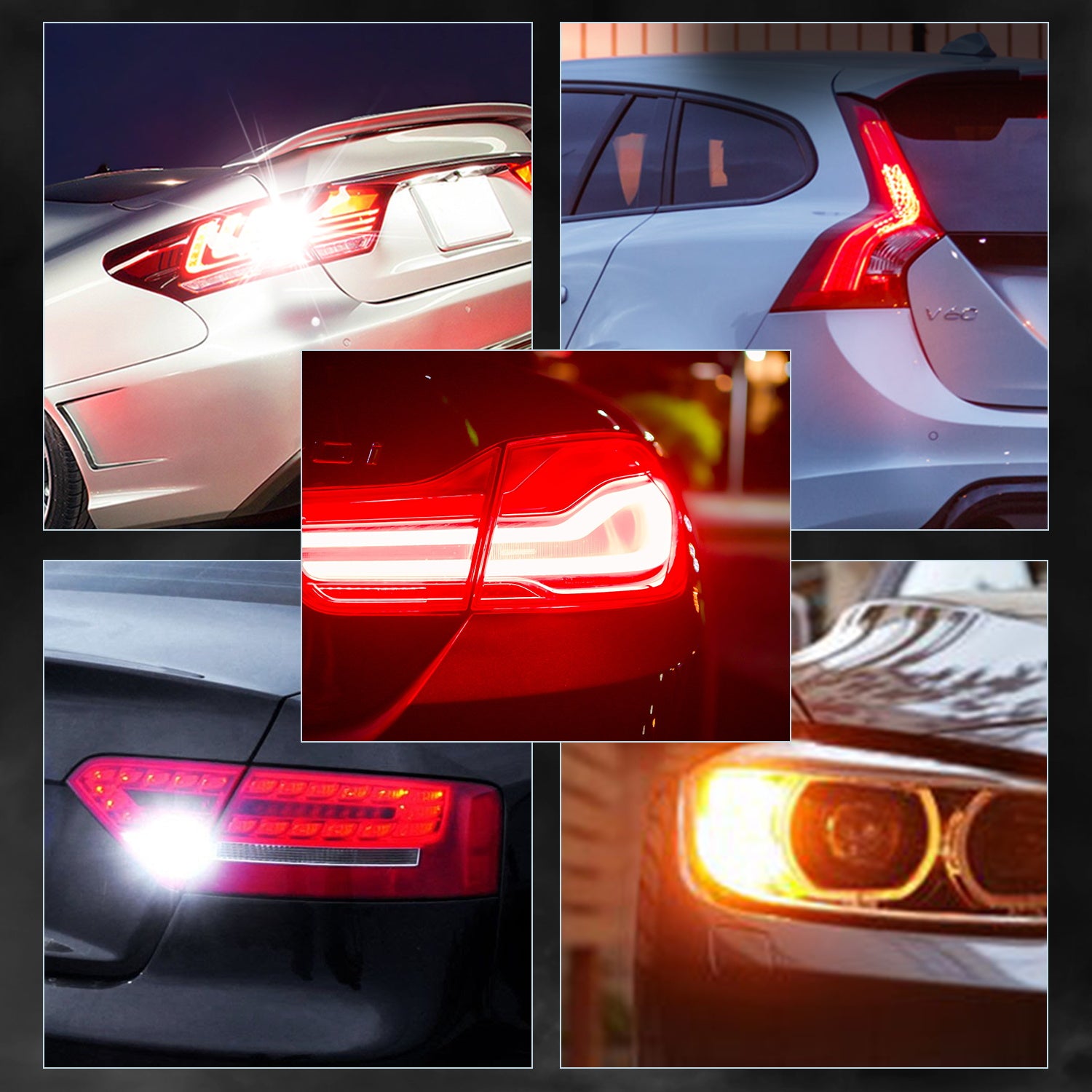 1156 180° P21W BA15S Small LED Bulbs for Rear Brake Back Up Lights - Red