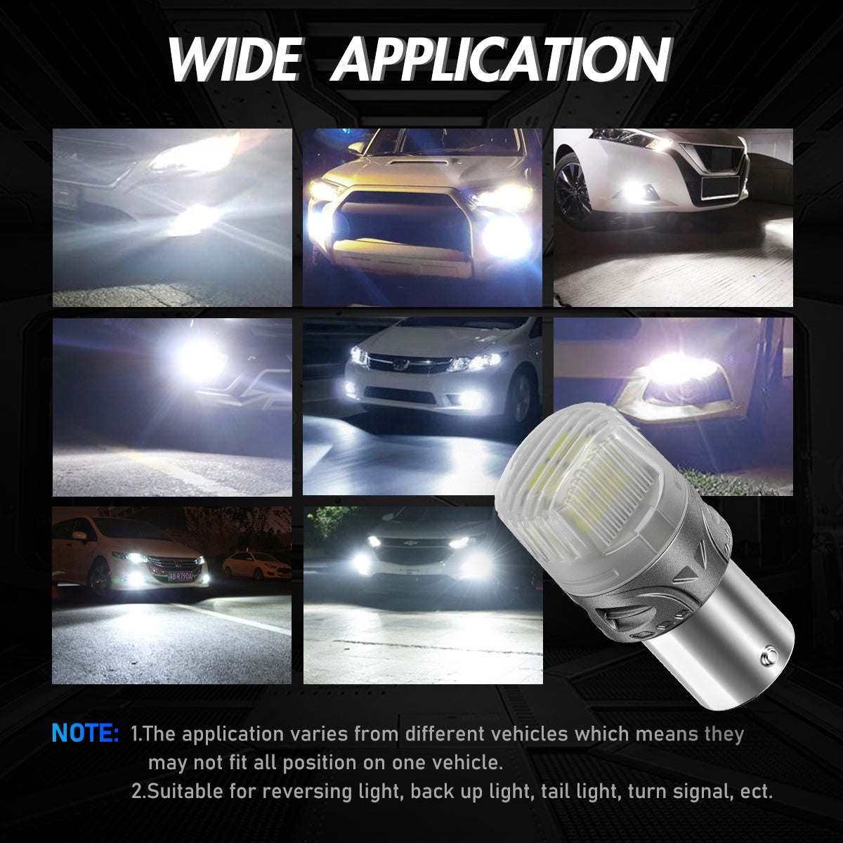 1156 180° P21W BA15S LED Bulbs for Rear Front Sinal Lights DRL - White