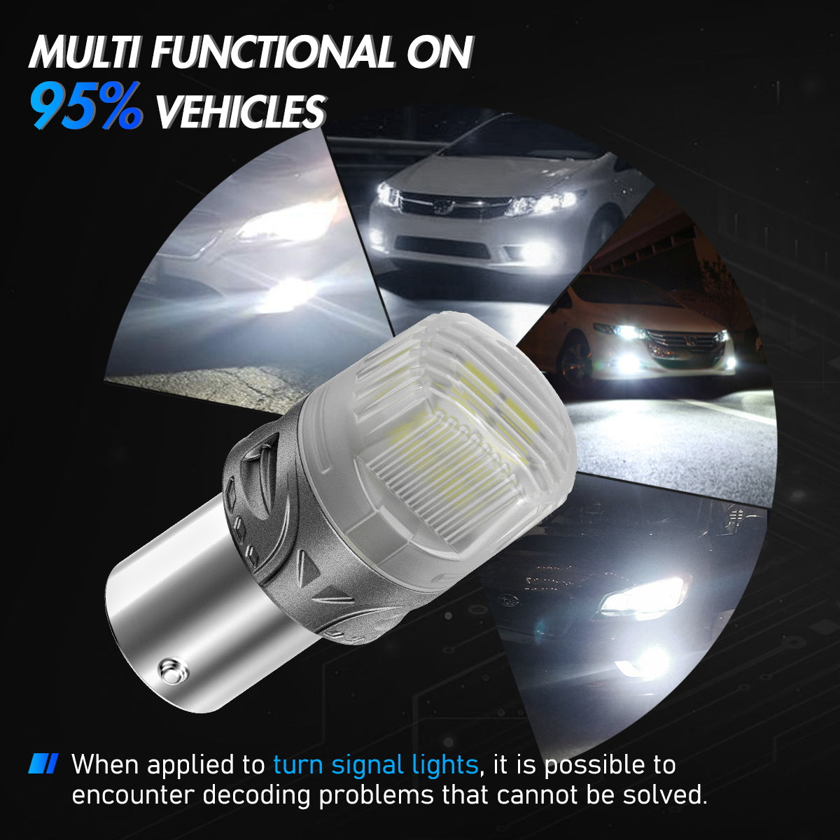 1156 180° P21W BA15S LED Bulbs for Rear Front Sinal Lights DRL - White