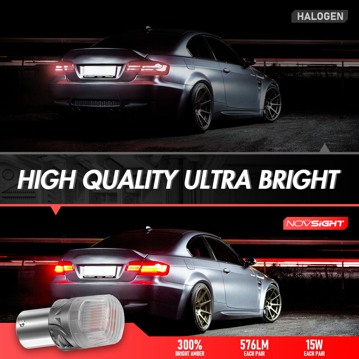 1156 180° P21W BA15S LED Bulbs for Rear Brake Back Up Lights - Red