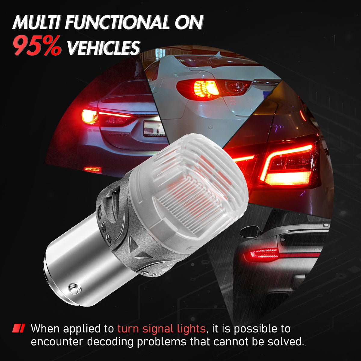 1157 180° P215W BAY15D BA15D LED Bulbs for Rear Brake Back Up Lights - Red