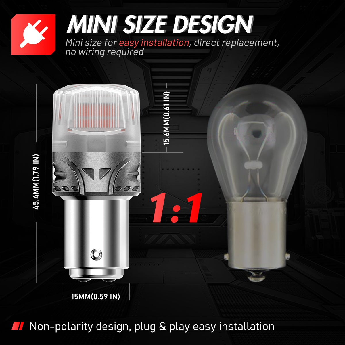 1157 180° P215W BAY15D BA15D LED Bulbs for Rear Brake Back Up Lights - Red