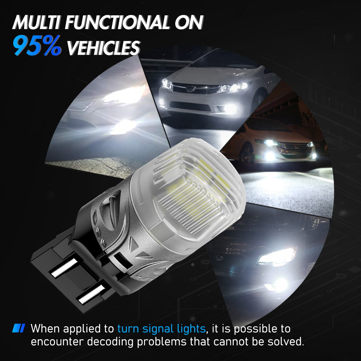 7443 T20 7444 W21 5W LED Bulbs for Rear Front Sinal Lights DRL - White