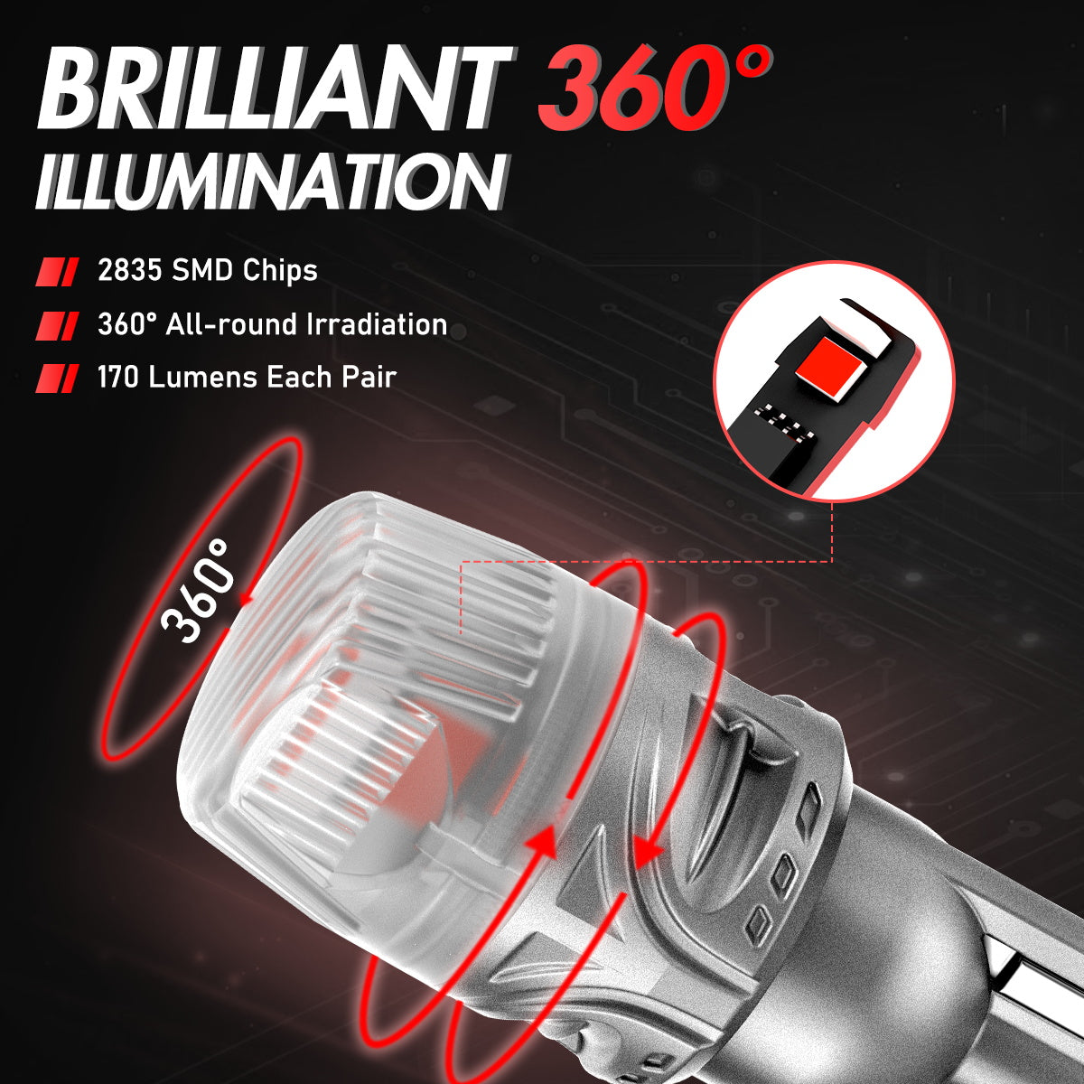 T10 158 161 168 194 W5W LED Bulbs for Rear Brake Back Up Lights - Red