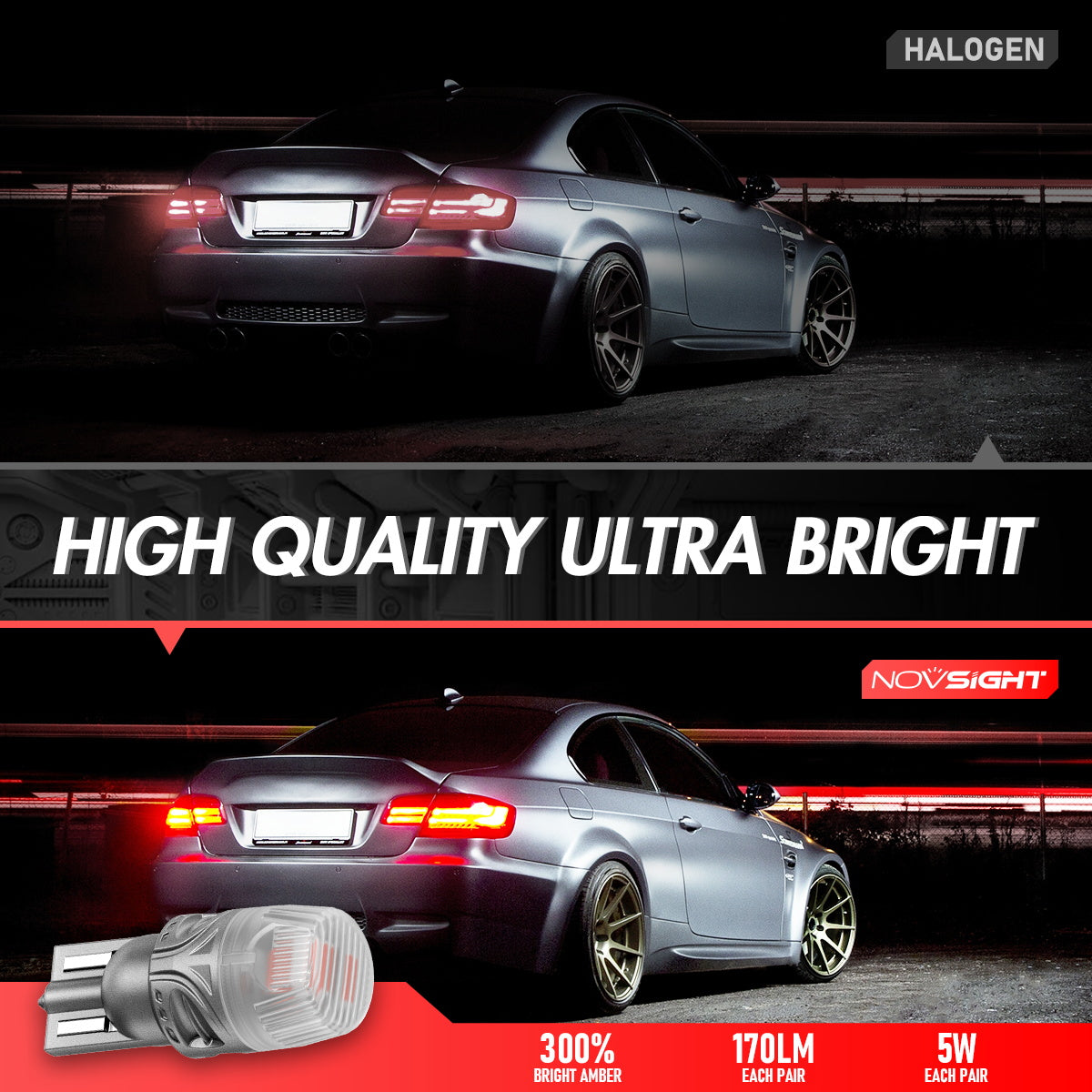 T10 158 161 168 194 W5W LED Bulbs for Rear Brake Back Up Lights - Red