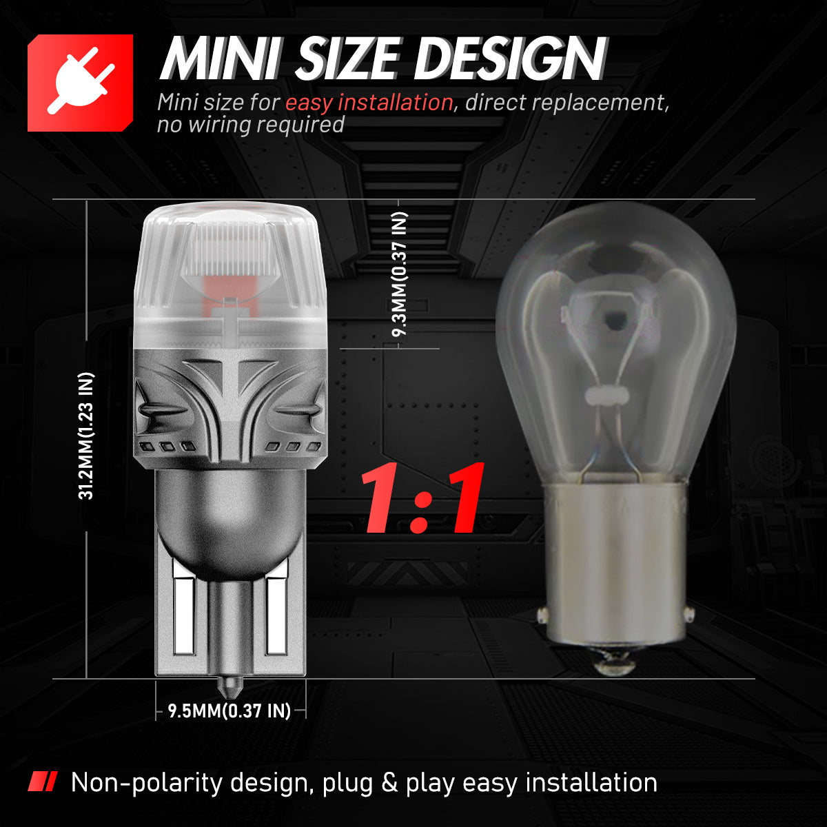 T10 158 161 168 194 W5W LED Bulbs for Rear Brake Back Up Lights - Red