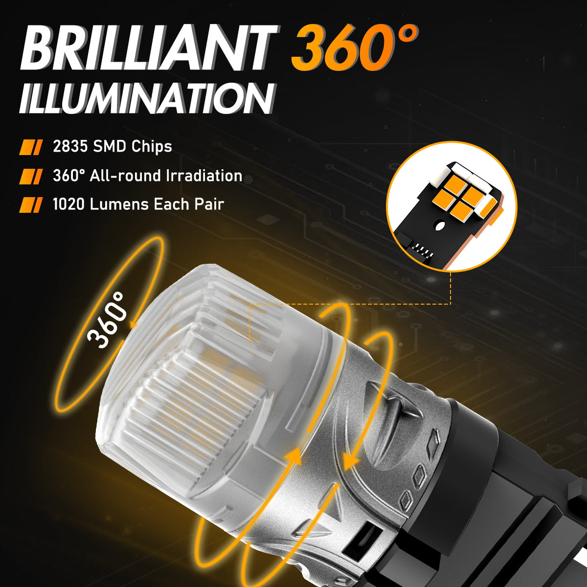 3157 3047 3057 3155 3157 3157AV LED Bulbs for Rear Front Turn Signal Lights - Yellow