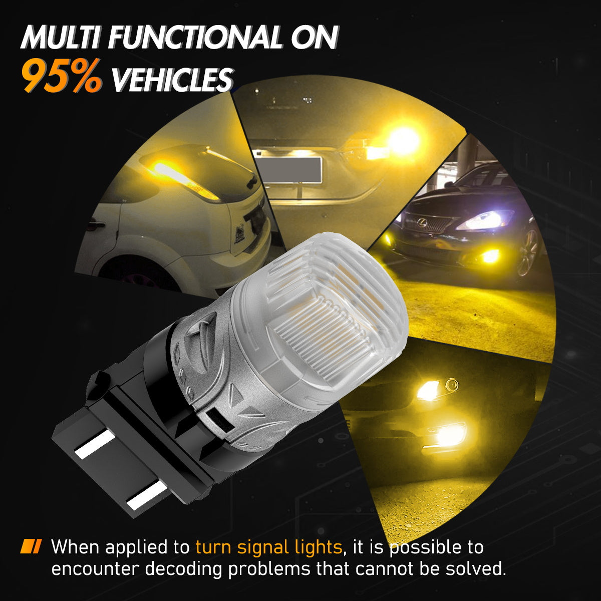 3157 3047 3057 3155 3157 3157AV LED Bulbs for Rear Front Turn Signal Lights - Yellow