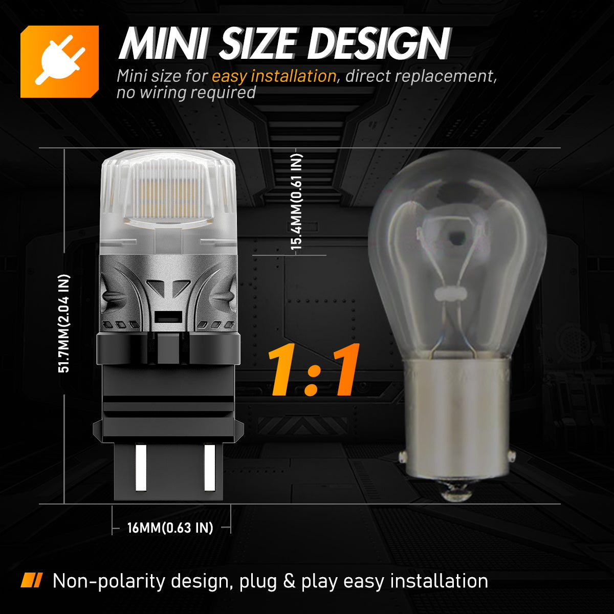 3157 3047 3057 3155 3157 3157AV LED Bulbs for Rear Front Turn Signal Lights - Yellow