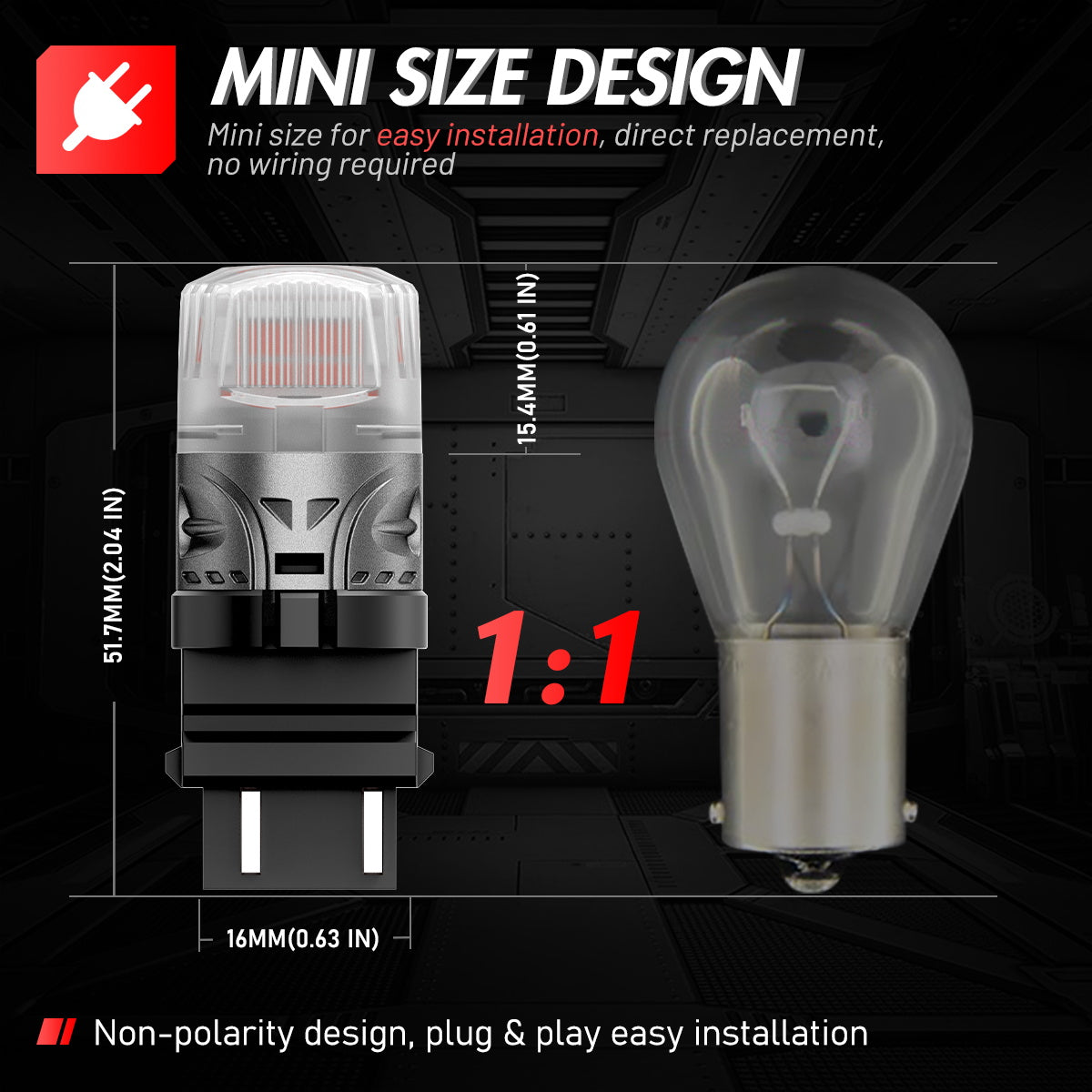 3157 3047 3057 3155 3157 3157AV LED Bulbs for Rear Brake Back Up Lights - Red