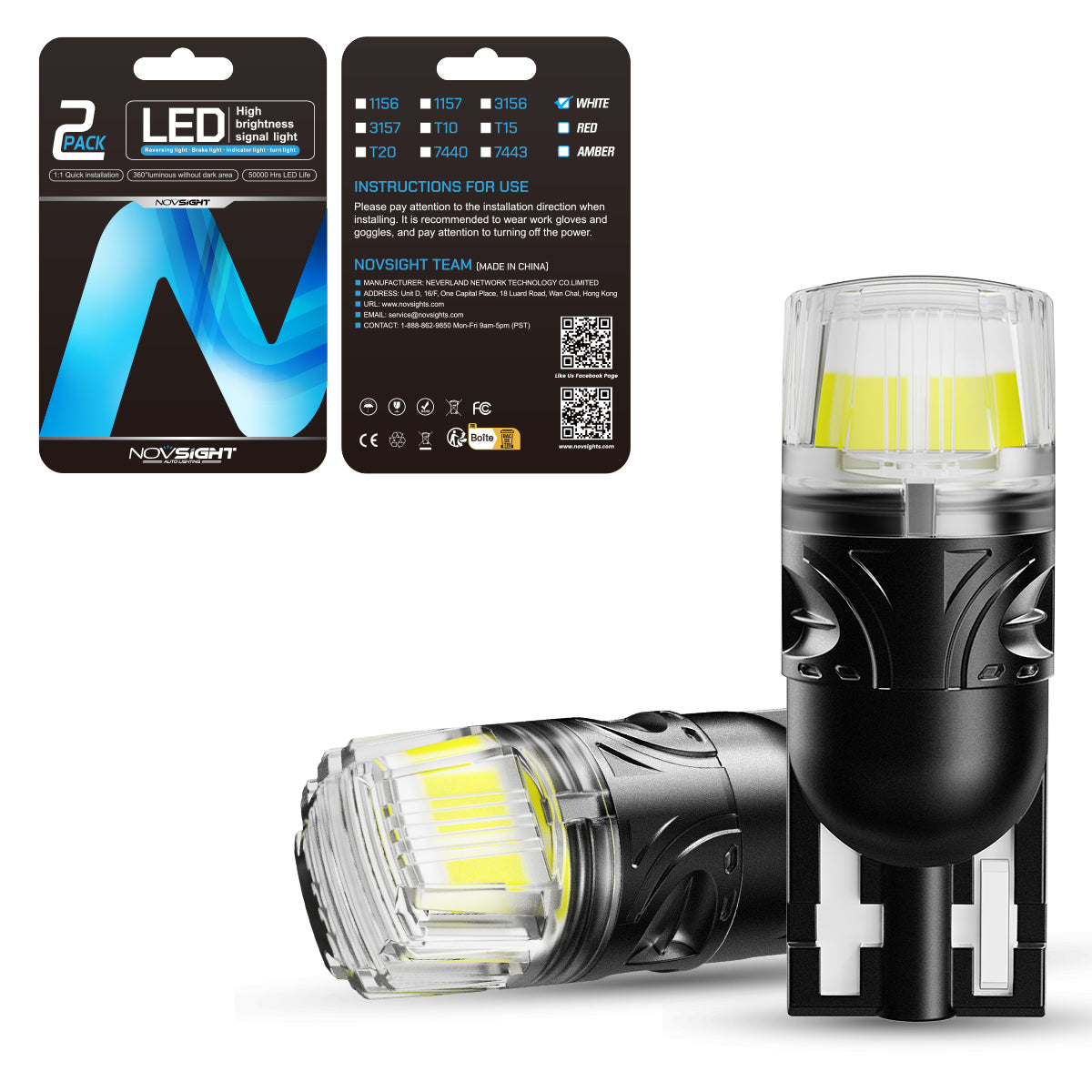 T10 158 161 168 194 W5W LED Bulbs for Rear Front Brake Lights Back Up