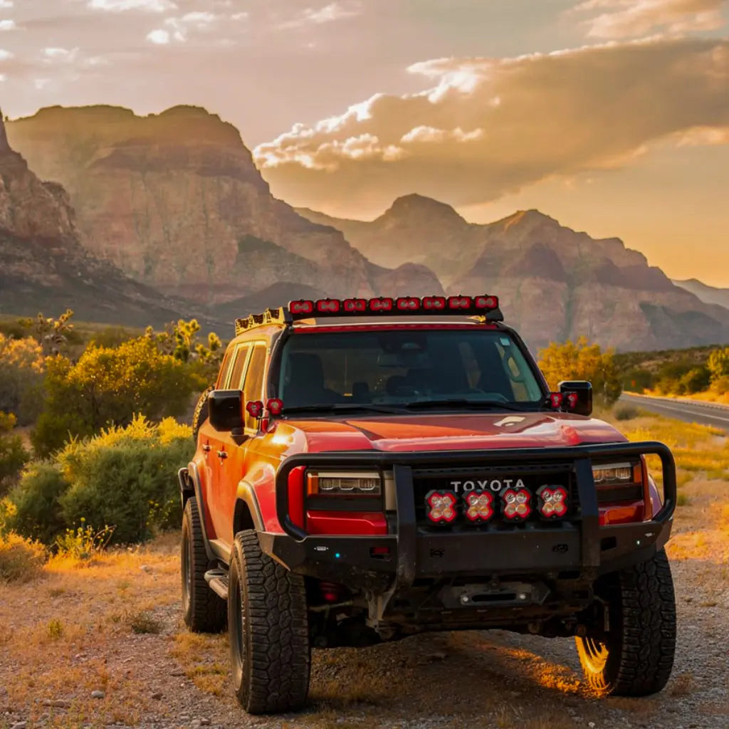 Toyota Land Cruiser Off-Road Lights HALO SE Series LED Pod Lights with Red and White DRL