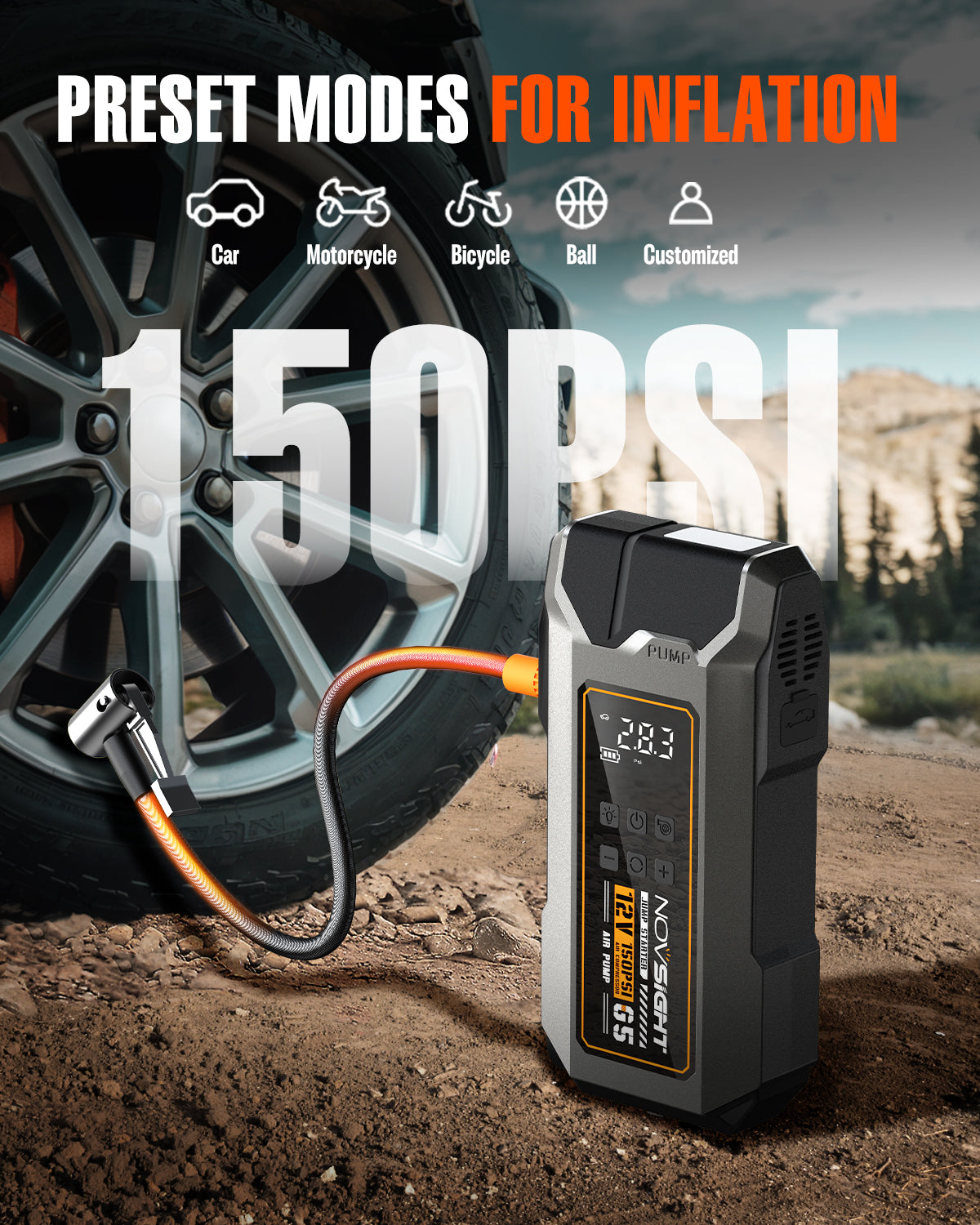 Car Jump Starter with Tire Iinflator and Air Pump 6000A
