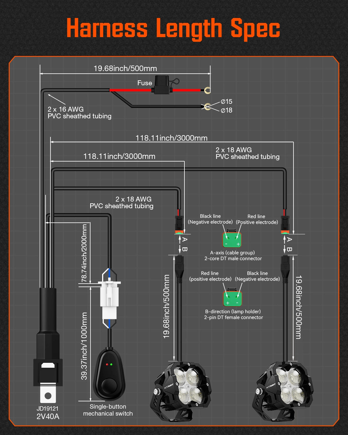 CYBER Series | 3 Inch Cube Pods Off-road Auxiliary Spot Light LED Light With Harness - NOVSIGHT