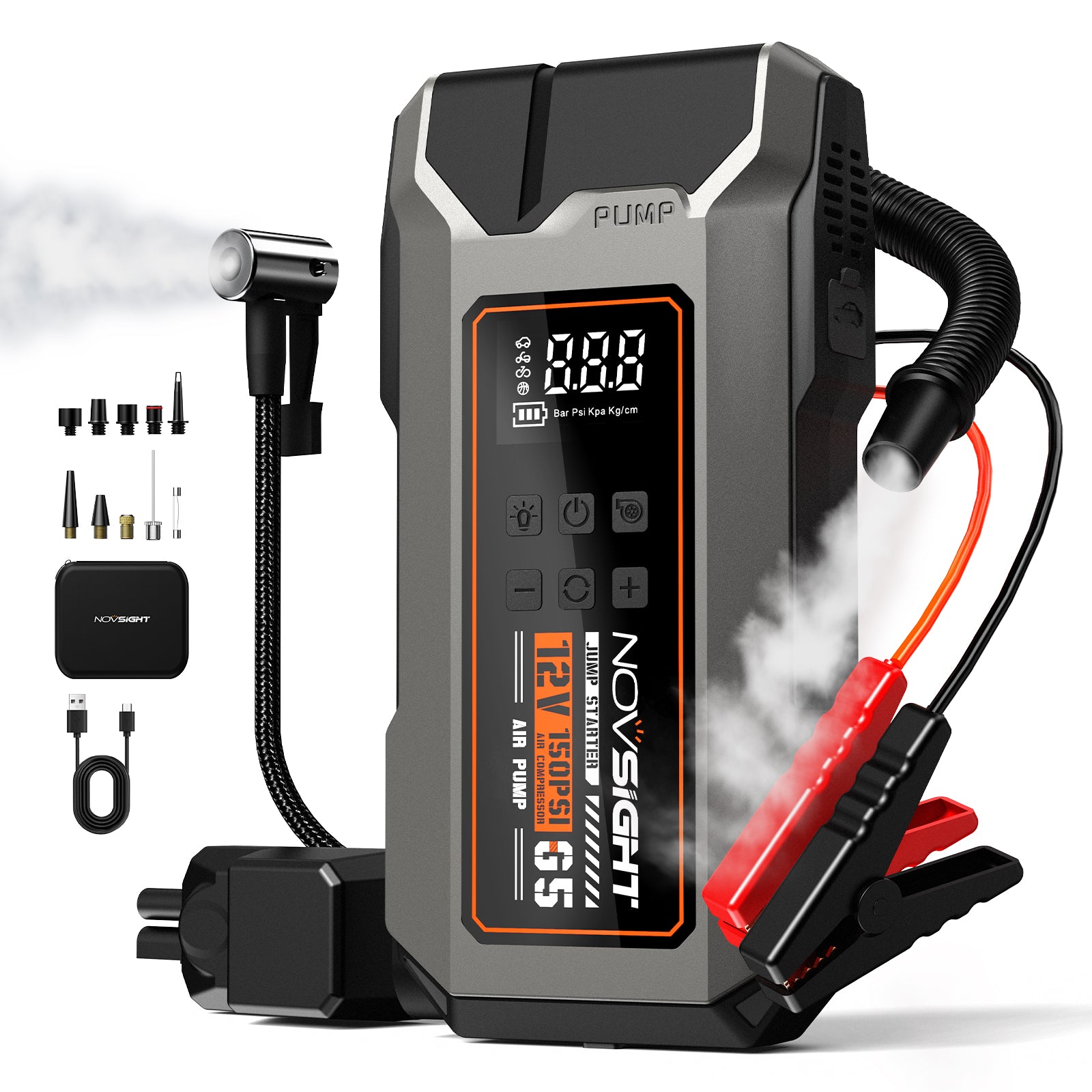 Emergency Car Jump Starter with Tire Inflator and Air Pump 6000A - NOVSIGHT