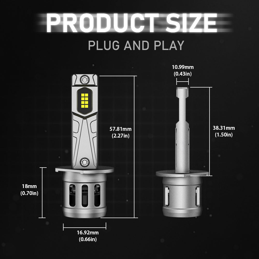 N63 Upgraded Mini 1:1 Series Wireless | H1 LED Bulbs Original Mini Size 90W Fog Lights |2 Bulbs - NOVSIGHT