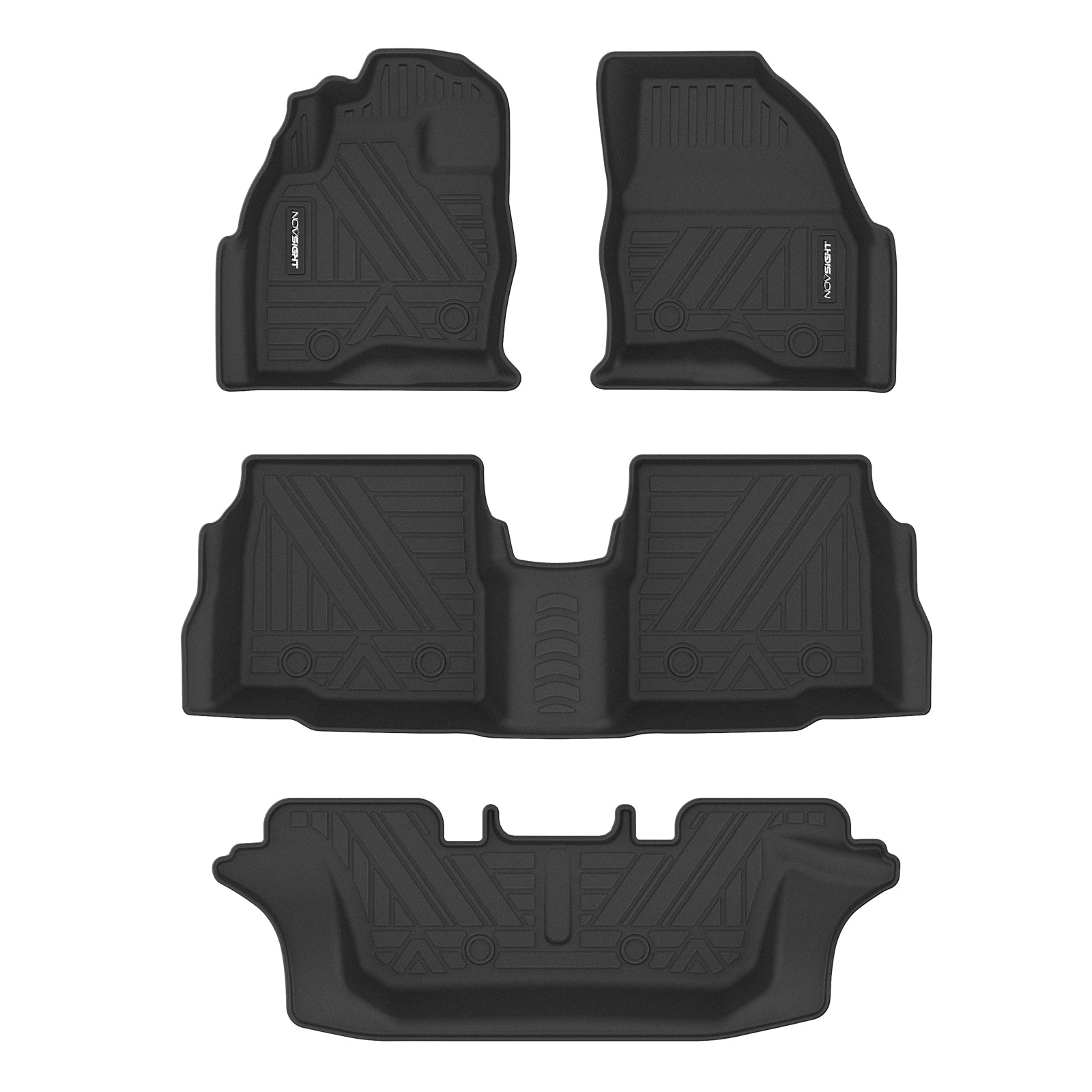 Ford Explorer 2016-2019 2 Row 7 Seats Floor Mats 1st &amp 2nd Row Floor Mats TPE Liners Full Set - NOVSIGHT