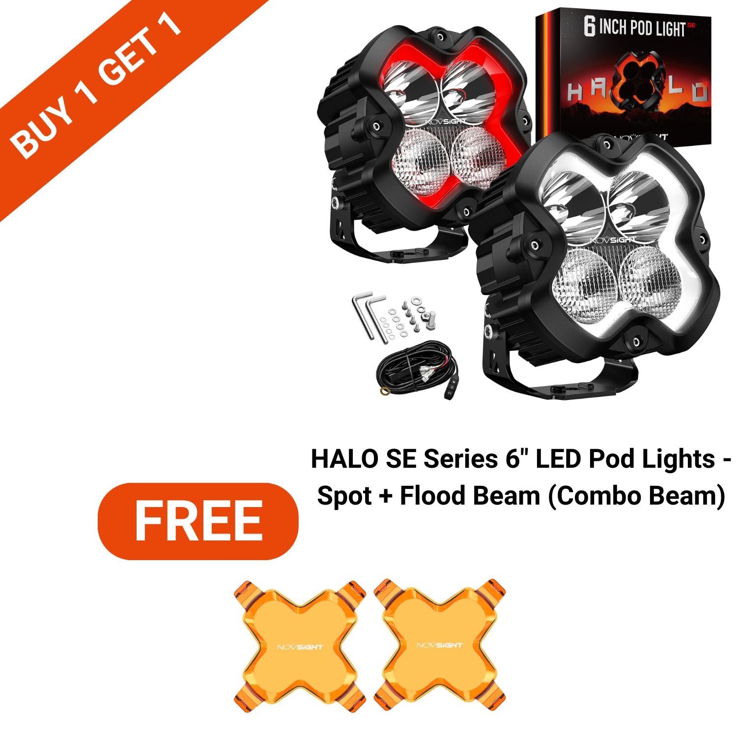 BFCM Flash Sale | HALO SE Series 3 4.5 6-inch LED Pod Lights White and Red DRL Light | Buy 1 Get 1 FREE Set of Black Or Amber Covers