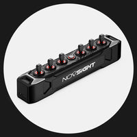 Black Toggle Switch Panel with red lights and 'NOVSIGHT' branding on a white background