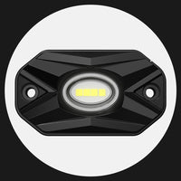 Black LED rock light for offroad on a white background