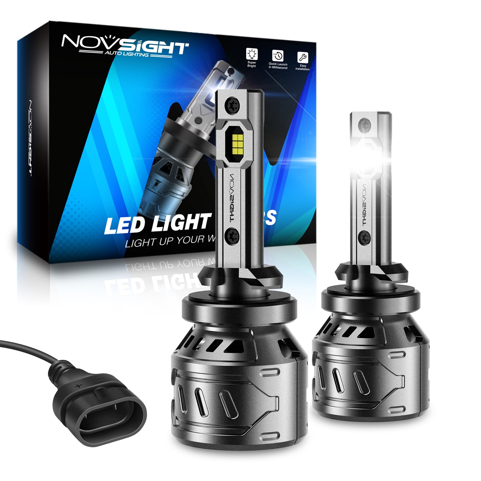 N61 General Series | H1 H3 H4 H7 H11 H13 9004 9005 9006 9007 881 LED Bulbs Stable Output 60W 13000LM 6500K White | 2 Bulbs - NOVSIGHT