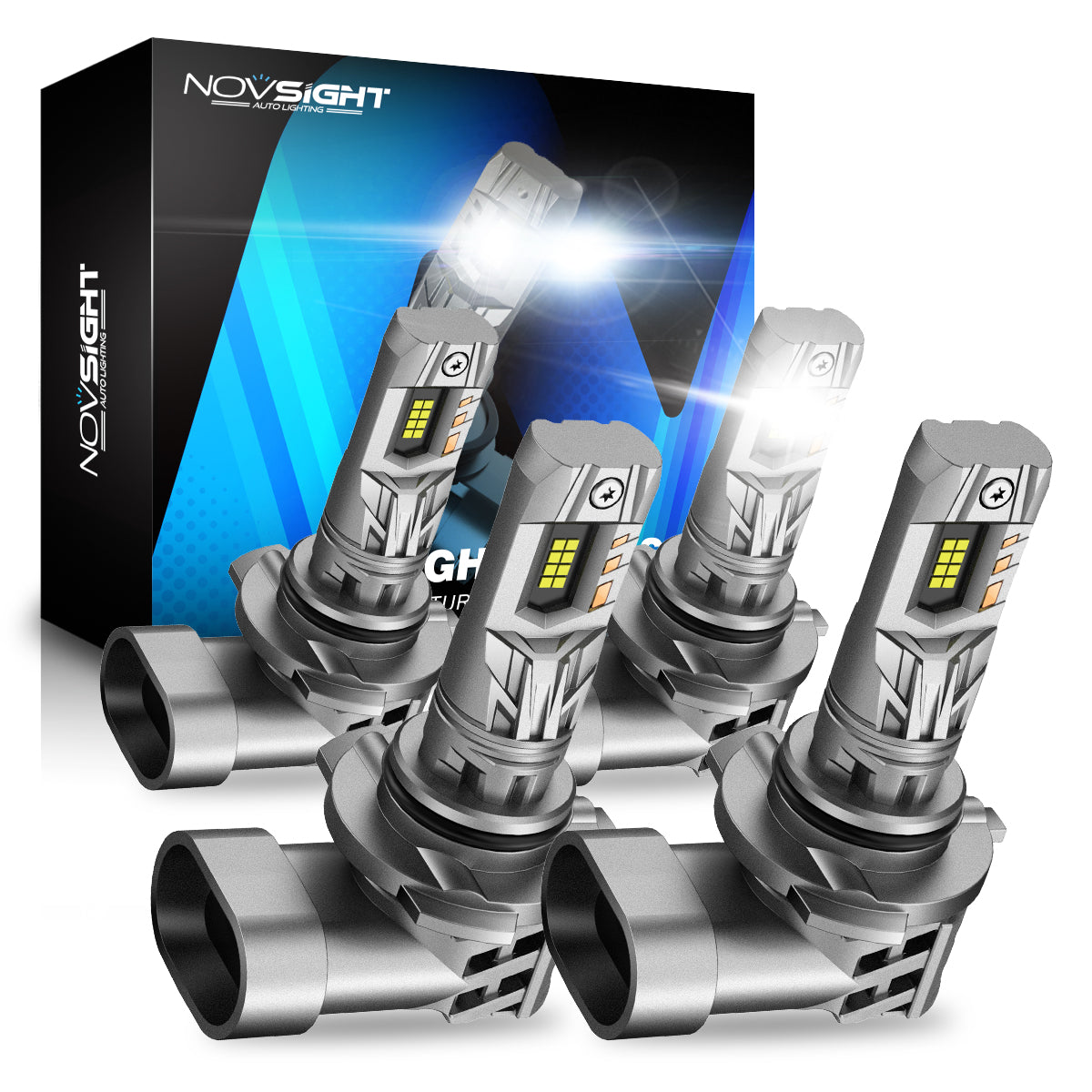 N63 Upgraded Mini 1:1 Series Wireless | 9005 9006 Combo LED Bulbs Original Mini Size 90W 20000LM 6500K White | 4 Bulbs - NOVSIGHT