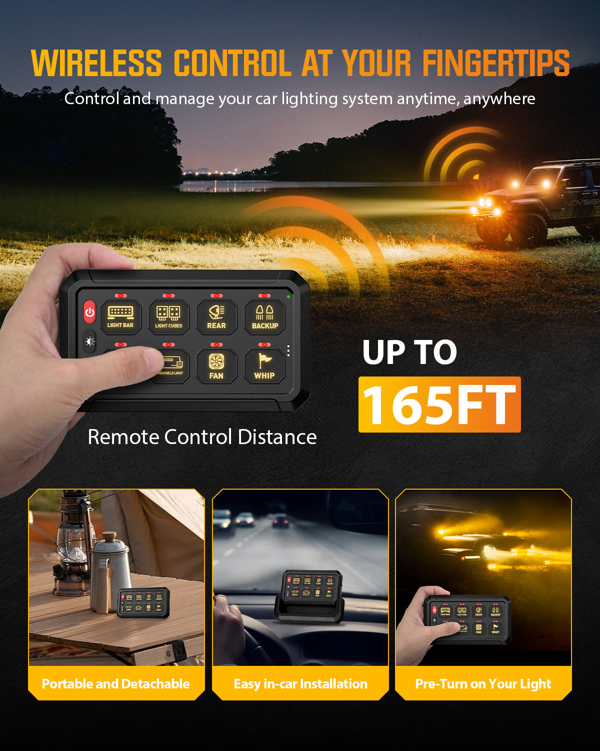 Novsight Wireless RGB Switch Panel Kit 8 Gang/12 Gang Remote Lighting Controller - NOVSIGHT