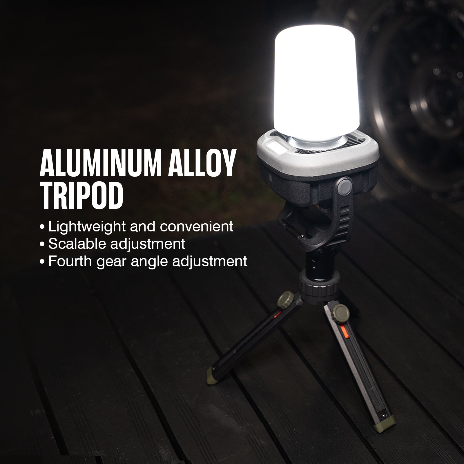 Portable LED Work Light Tripod 1/4 Spiral Portable Stand With Universal Shaft Extension Rod - NOVSIGHT