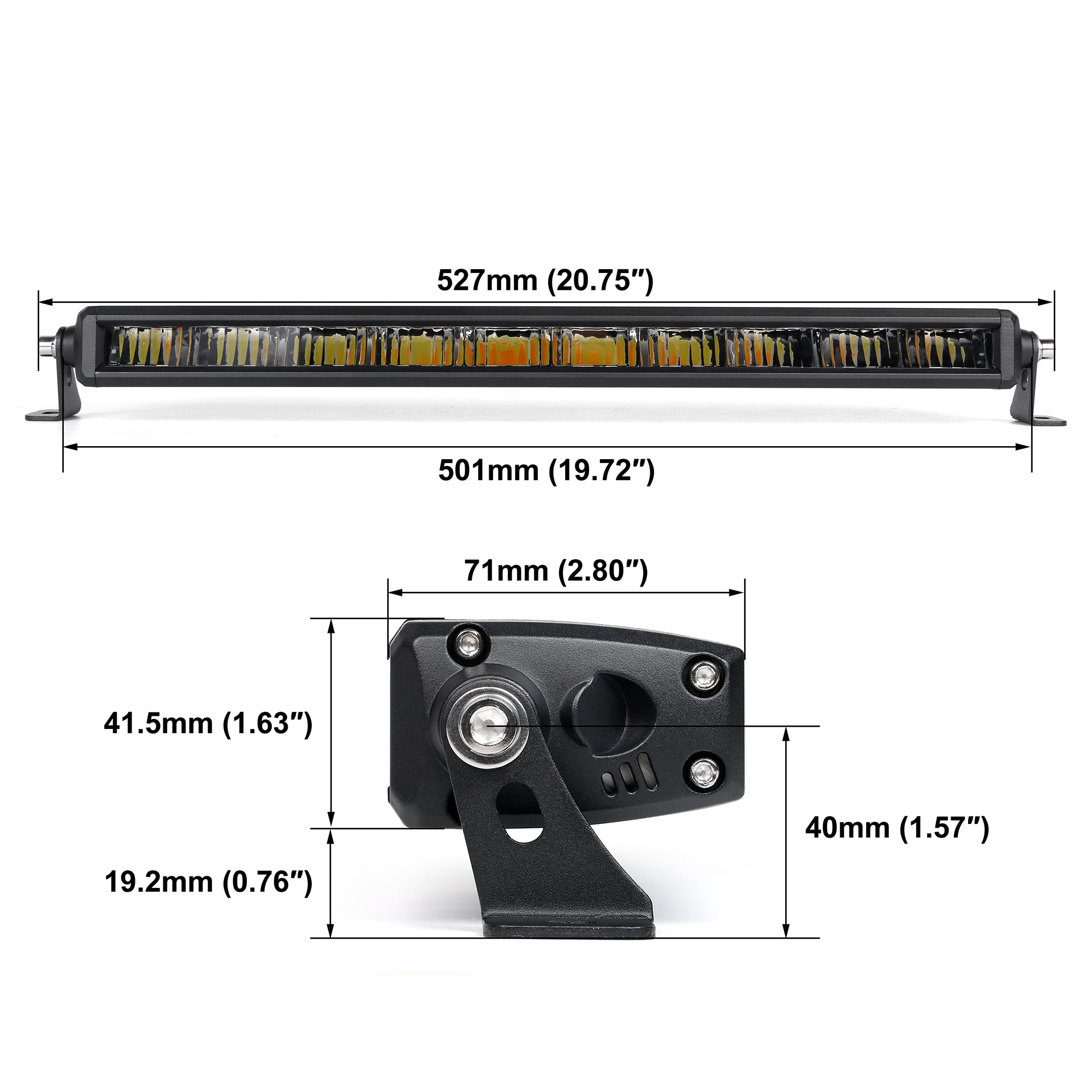 Off Road LED Light Bar 10 20 30 40 50 Inch Single Row Dual Beam White Amber - NOVSIGHT