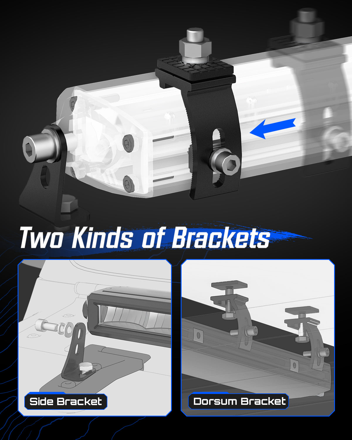 Off Road LED Light Bar 10 20 30 40 50 Inch Single Row Dual Beam White Amber - NOVSIGHT