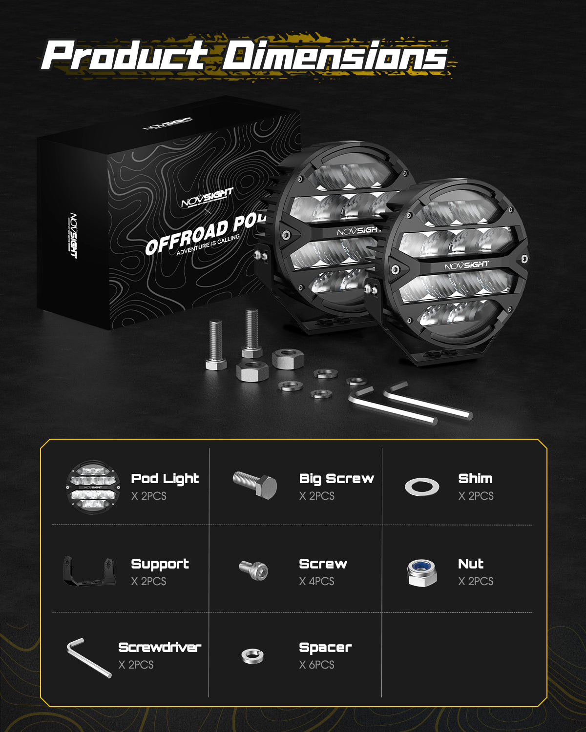Rock Series | 9-inch LED Pod Round Lights Diving Lights - NOVSIGHT