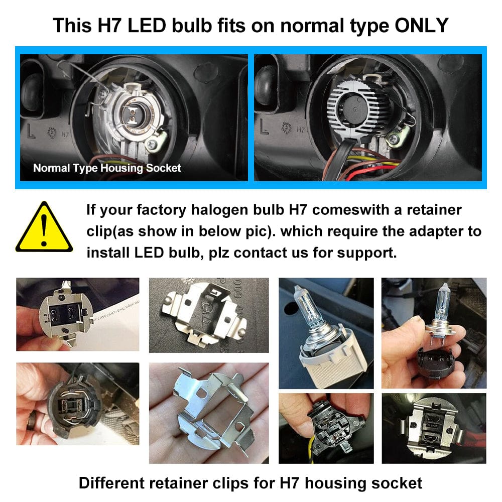 H7 LED Headlight Bulb Adapter Holder Socket Base Retainer Clip For Hyundai  Kona