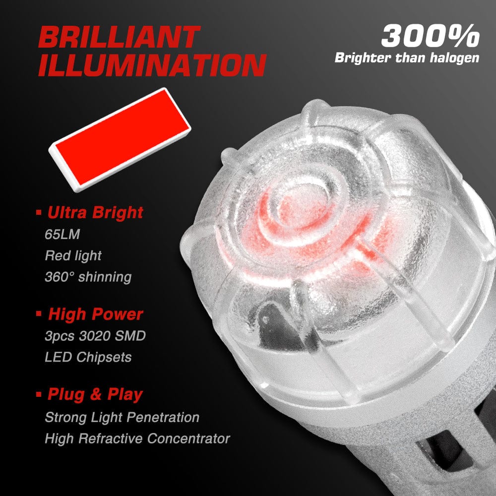 T10R 158 161 168 194 Red LED Bulbs Signal Light Front Backup Light Tail Light - NOVSIGHT