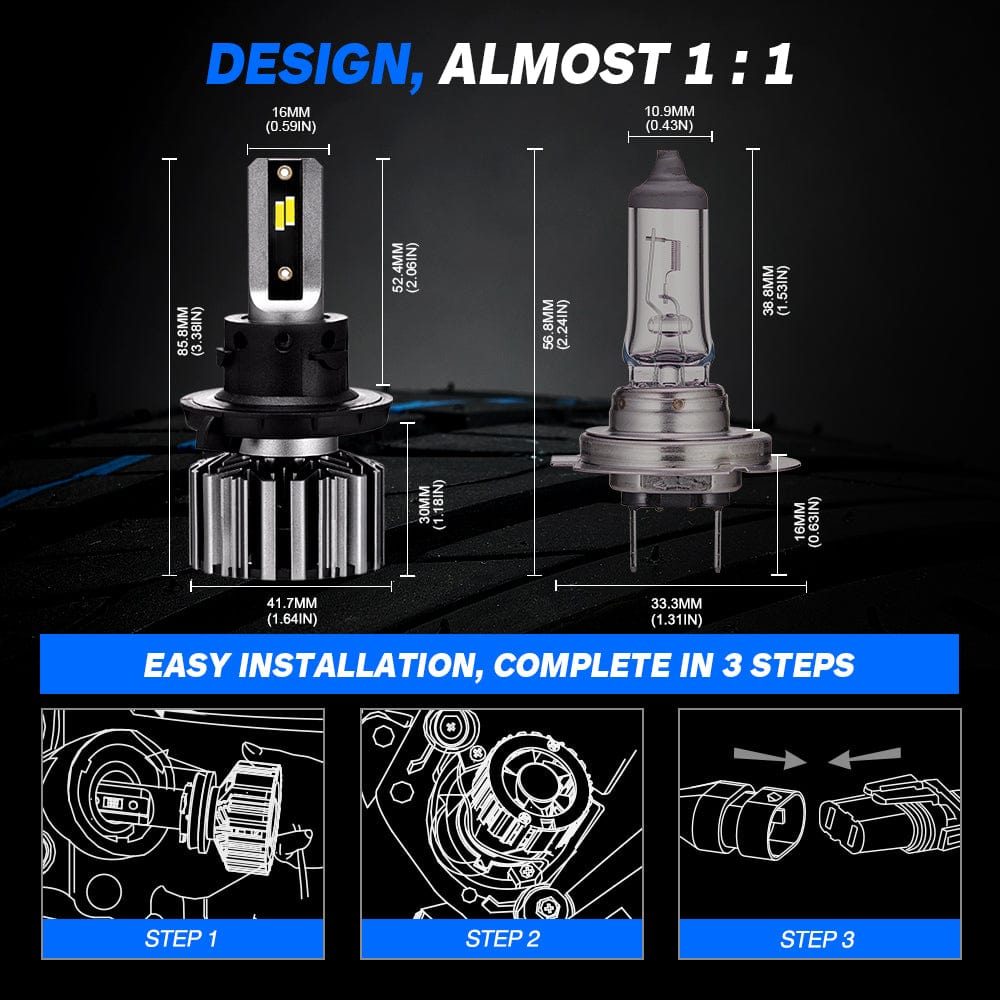 N11 Standard Series | H13 9008 LED Bulbs Cost-Effective 60W 13000LM 6500K White | 2 Bulbs - NOVSIGHT