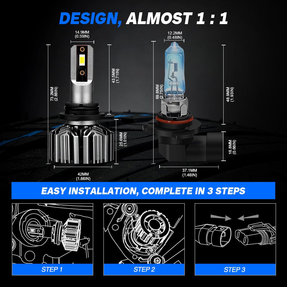 N11 Standard Series | 9012 HIR2 LED Bulbs Cost-Effective 60W 13000LM 6500K White | 2 Bulbs - NOVSIGHT