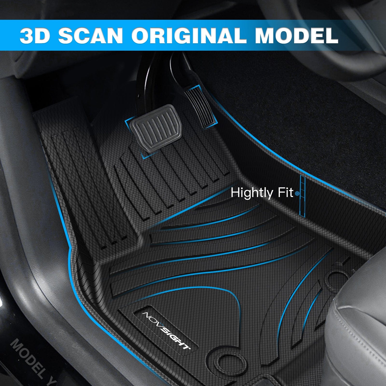 Tesla Model Y Floor Mats 2020-2023 - Custom Fit Black TPE Floor