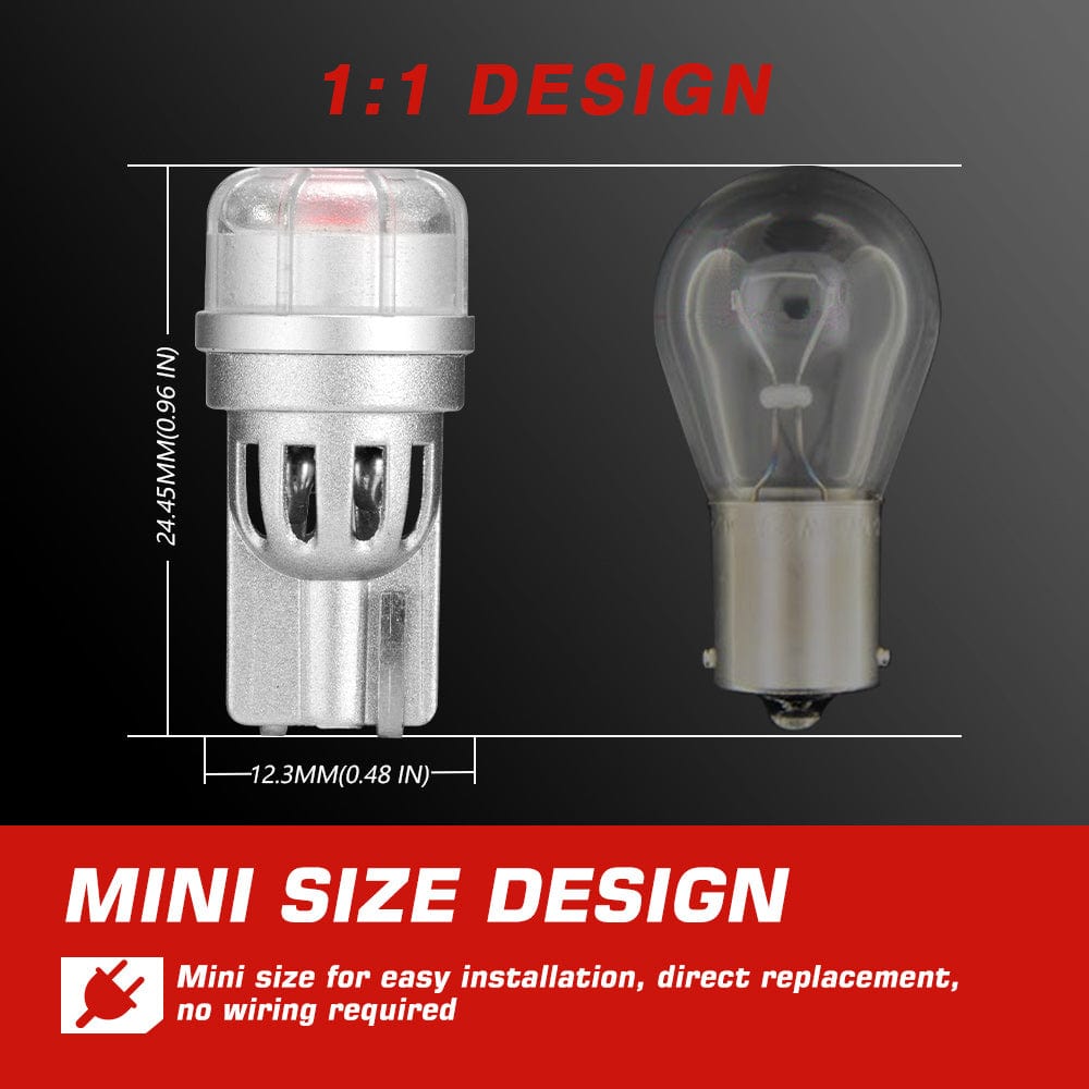 T10R 158 161 168 194 Red LED Bulbs Signal Light Front Backup Light Tail Light - NOVSIGHT
