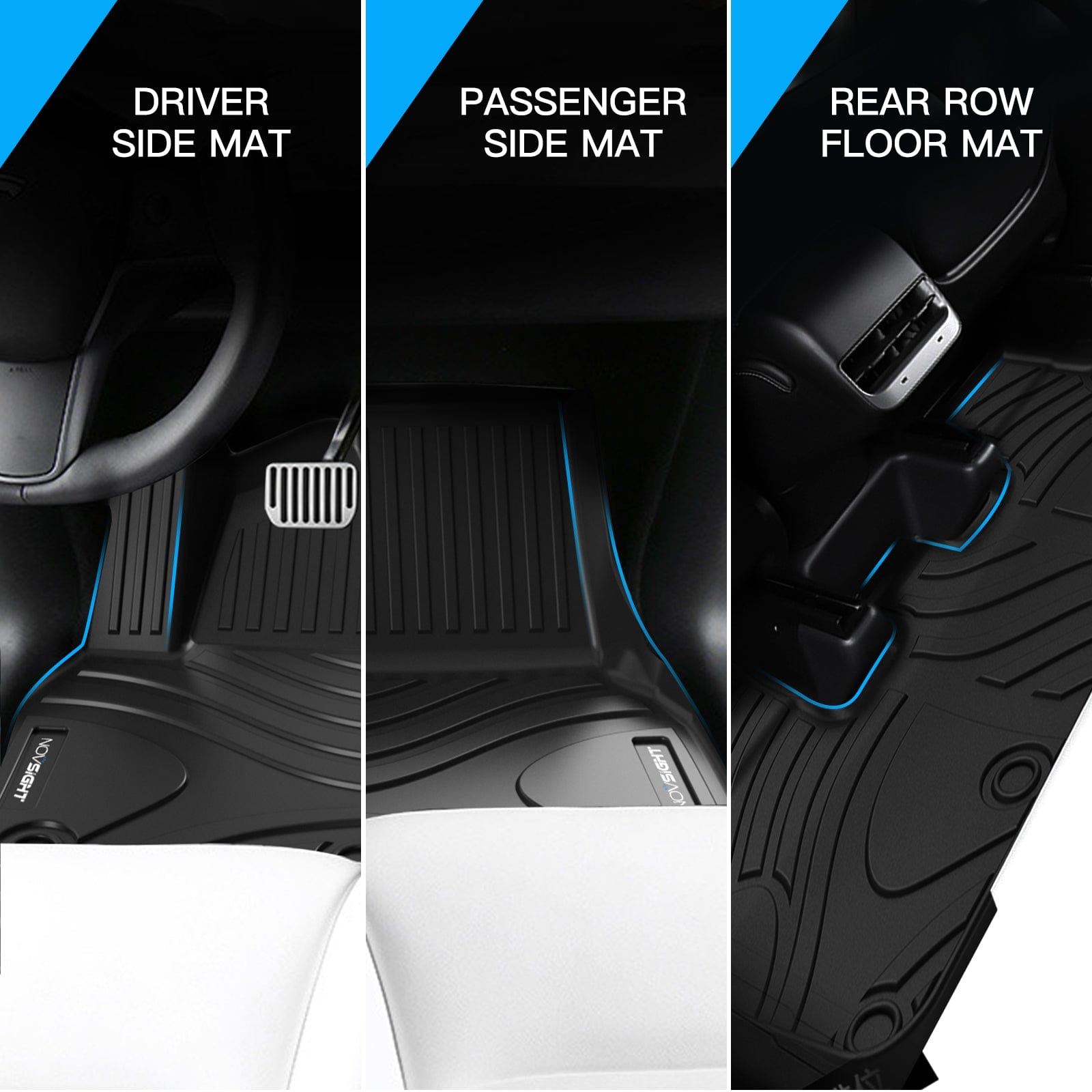 TPE Floor Mats for Tesla Model Y 2019 2020 2021 2022 TPE Custom Fit All-Weather Ptotection Car Floor Mats Liner Waterproof Anti-Slip Heavy Duty Floor Liners - NOVSIGHT