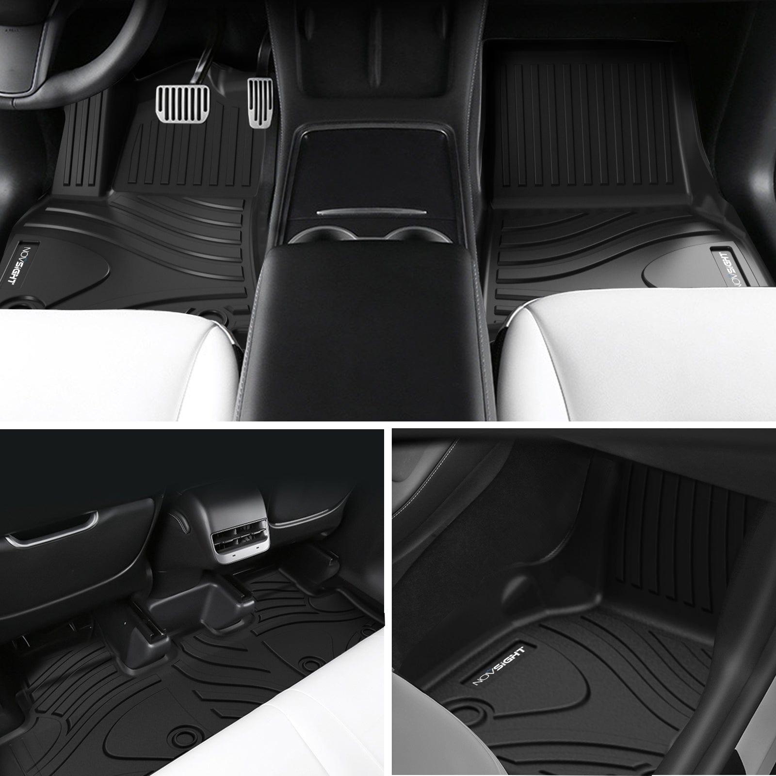 TPE Floor Mats for Tesla Model Y 2019 2020 2021 2022 TPE Custom Fit All-Weather Ptotection Car Floor Mats Liner Waterproof Anti-Slip Heavy Duty Floor Liners - NOVSIGHT