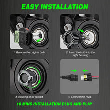 9005+H7 LED headlight bulbs installation steps plug and play in 10 minutes