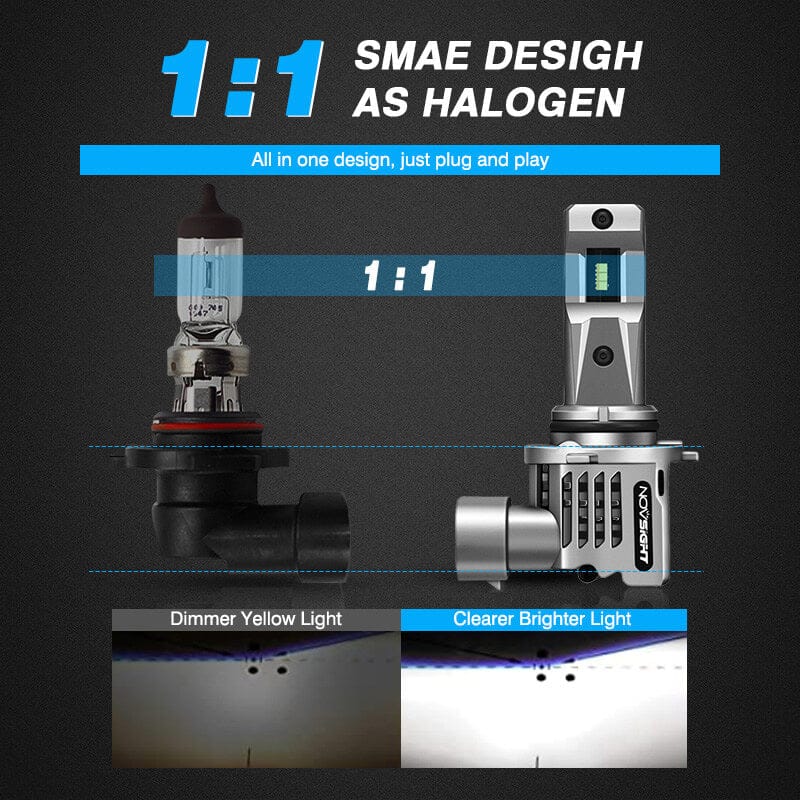 9006 LED headlight bulbs 1:1 design as halogen