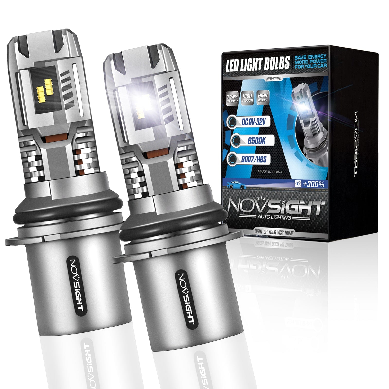 N30 Standard Series Wireless | H7 H11 H13 9004 9005 9006 9007 9012 LED Bulbs 1:1 Integrated Design 55W 12000LM 6500K White | 2 Bulbs - NOVSIGHT