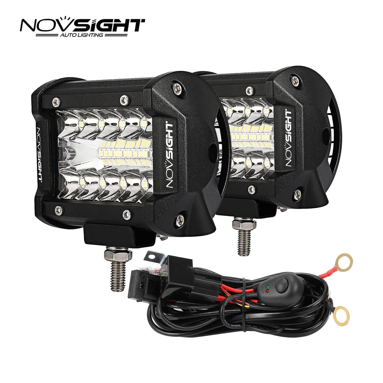 LED Light Bar 2PCS 120W 4 Inch Flood Spot Combo LED Work Light Off Road - NOVSIGHT Auto Lighting