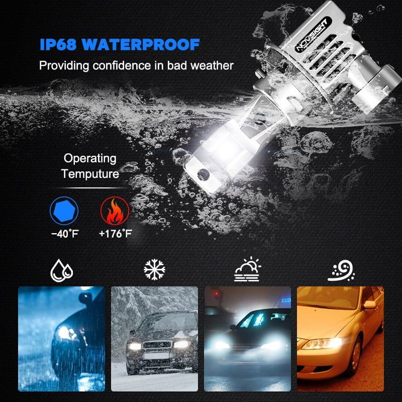 H11 LED headlight bulbs IP68 waterproof work well in all weather