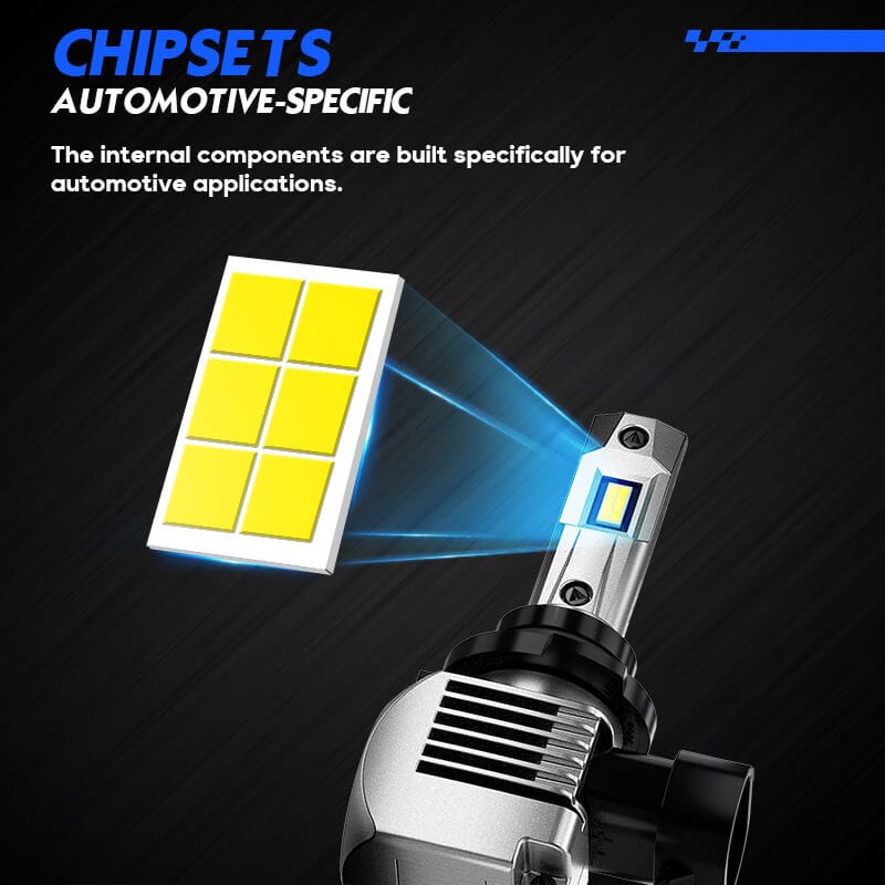 H11 LED headlight bulbs with automotive-specific chips