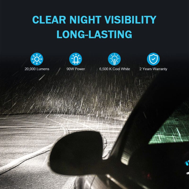H13 LED headlight bulbs with clear night visibility